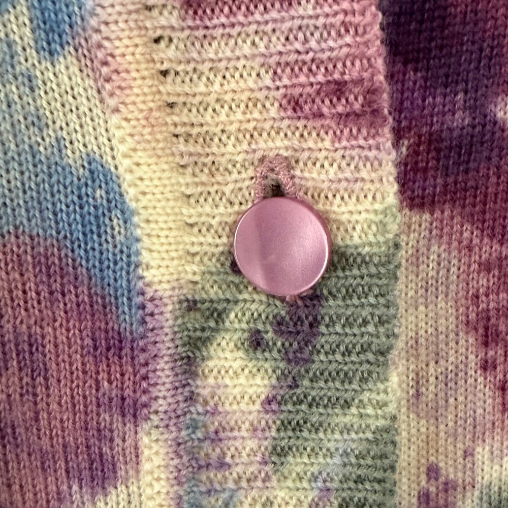 Talbots Cardigan Sweater XL Purple 100% Merino Wool Floral Button Up Lightweight - Picture 6 of 11